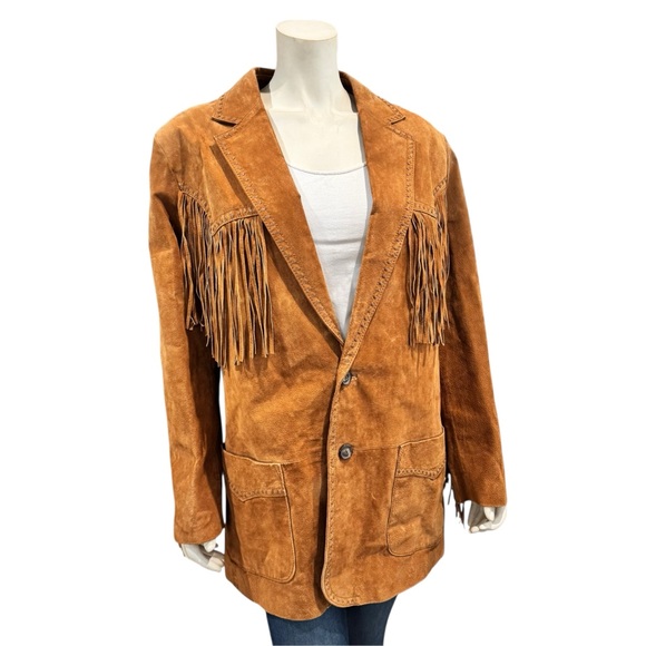 Cripple Creek Vintage Suede Leather Fringe Western Blazer